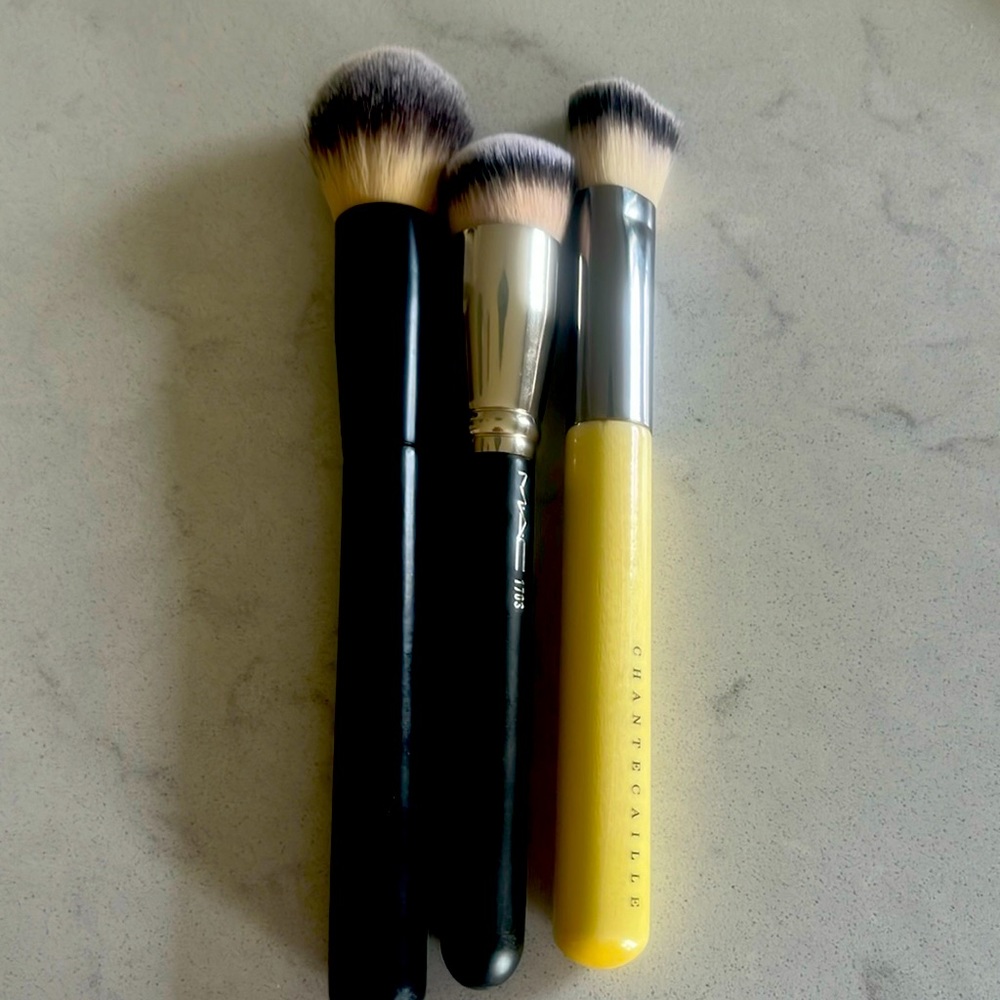 Mac and Chantacaille foundation brush  Glo skin powder brush all gently used